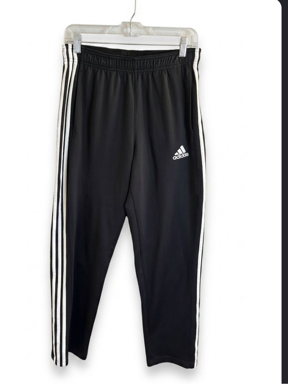 ADIDAS CLIMAlITE TRENDING TRACK PANTS BLACK AND WHITE STRIPES SZ M Blokecore